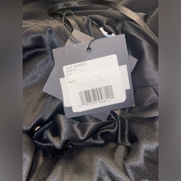 NWT Ieena for Mac Duggal Black Halter Column Gown with Rhinestone Bow Accent - Picture 9 of 11